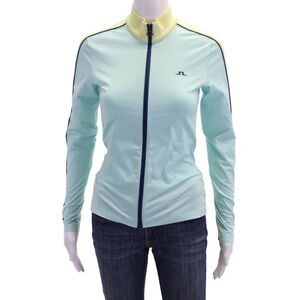 J.Lindeberg Women's Collared Long Sleeves Full Zip Sweatshirt Blue Size XS